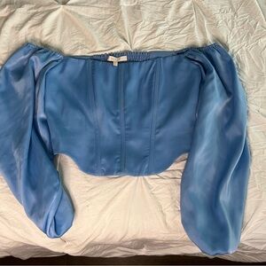 Blue corset top fluffy sleeves